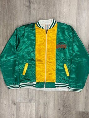 Vintage 80s Three Star Los Angeles Lakers Satin Bomber Jacket M